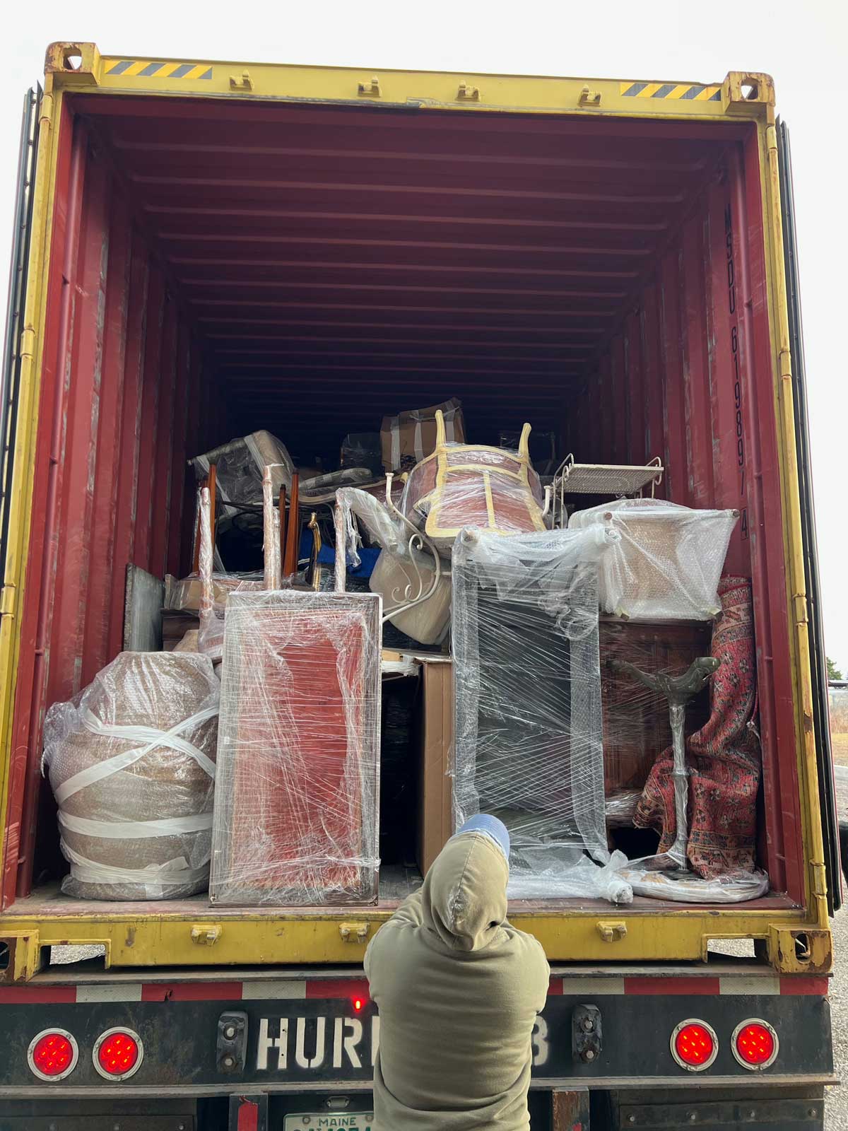 A view inside our new container being unloaded