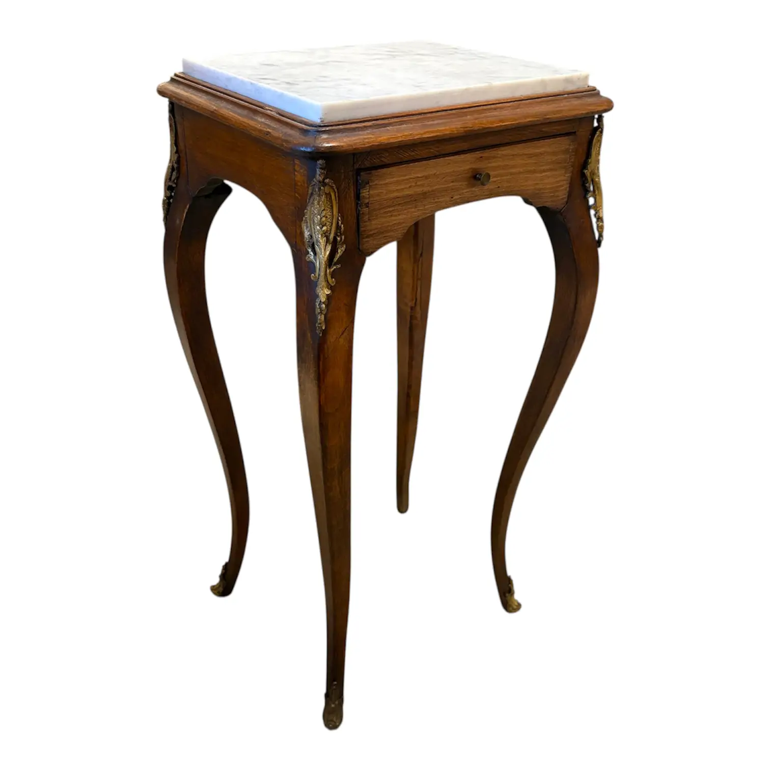 Late 19th c. Louis XV Style Marble-Top Side Table