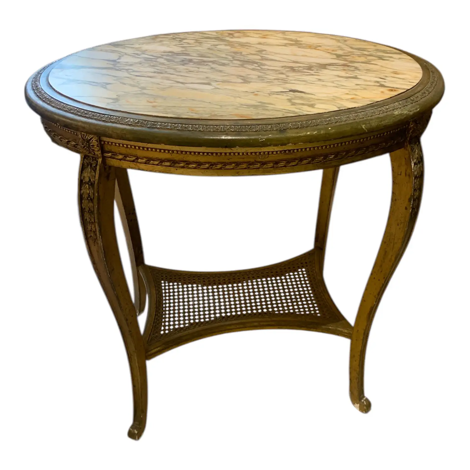 Louis XV Revival Giltwood Oval Table with Marble Top