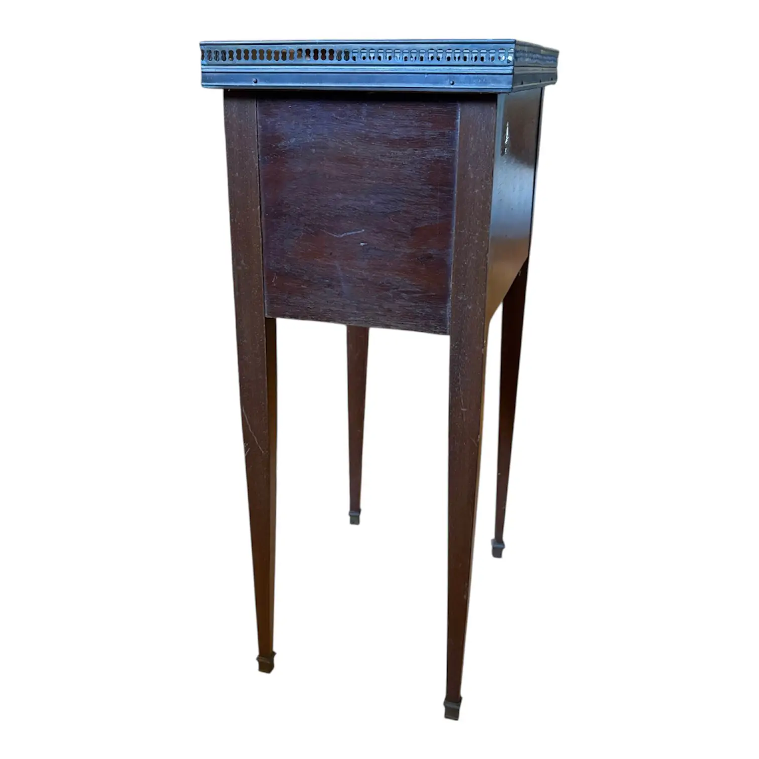 Louis XVI–Style Petite Table with Brass Gallery Louis XVI–Style Petite Table with Brass Gallery