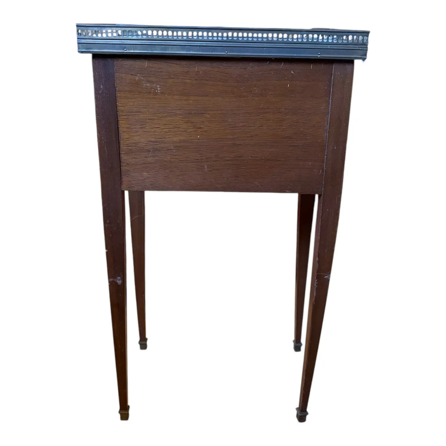 Louis XVI–Style Petite Table with Brass Gallery Louis XVI–Style Petite Table with Brass Gallery