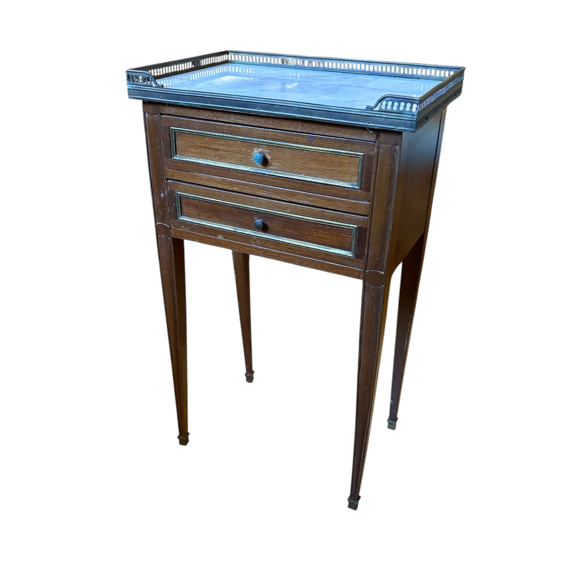 Louis XVI–Style Petite Table with Brass Gallery