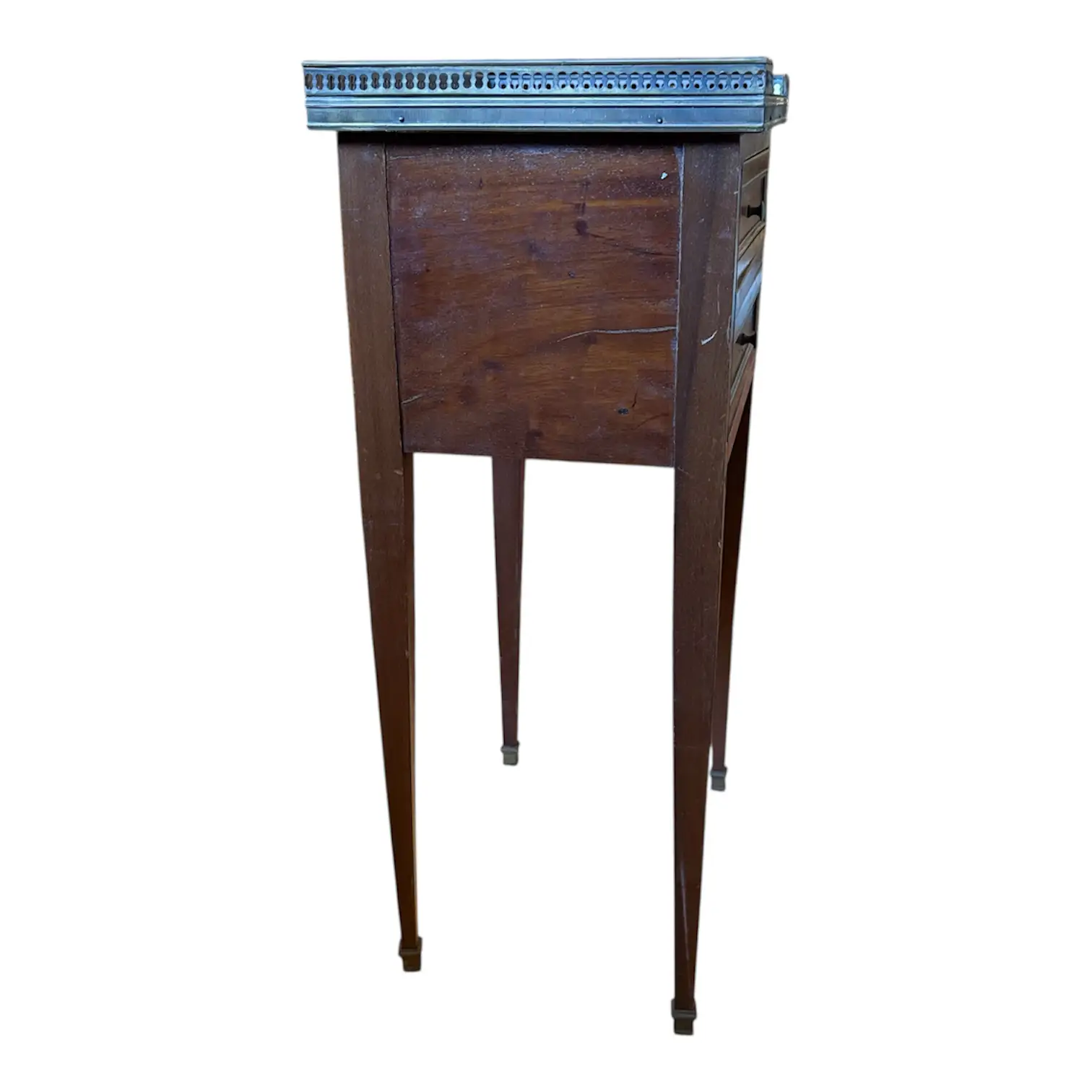 Louis XVI–Style Petite Table with Brass Gallery Louis XVI–Style Petite Table with Brass Gallery