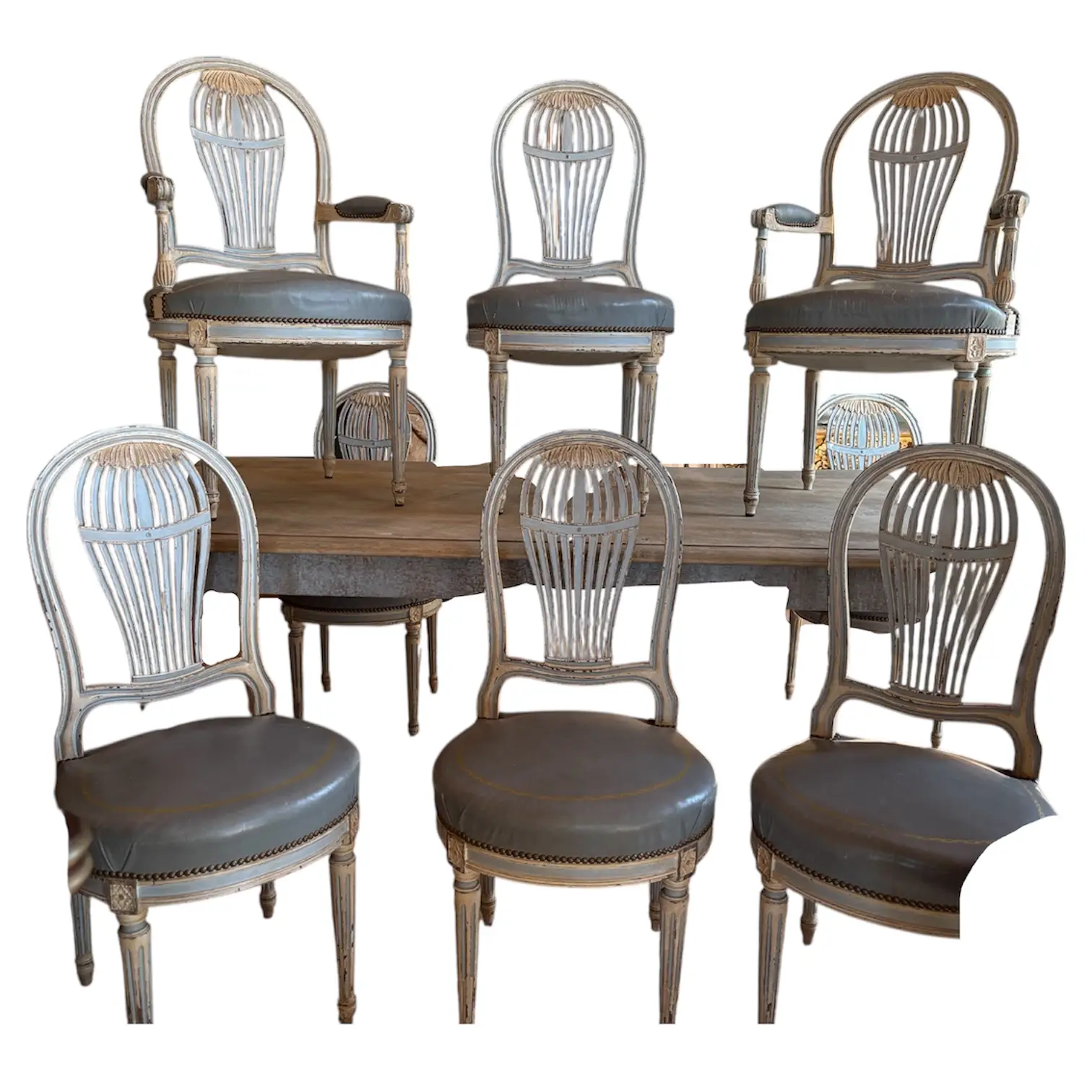 Set of Eight French Montgolfier Chairs