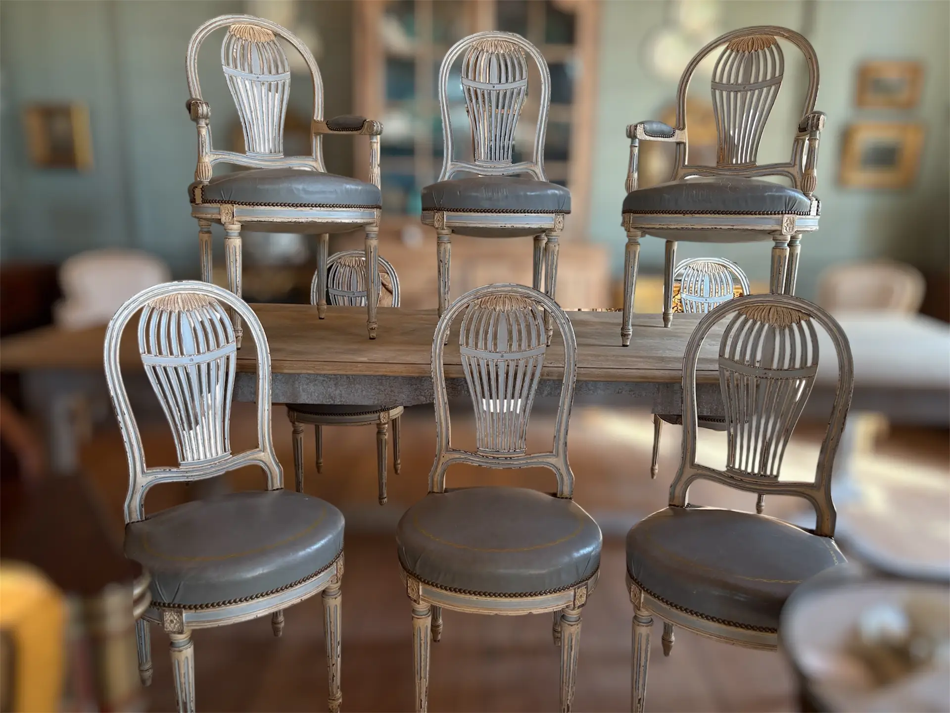 Set of Eight French Montgolfier Chairs Set of Eight French Montgolfier Chairs